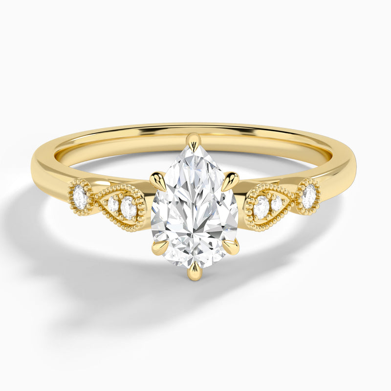 Pear Ballad Lab Grown Diamond Engagement Ring In 14K Yellow Gold - Lucenjuri