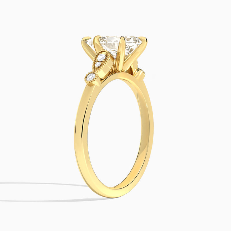 Pear Ballad Lab Grown Diamond Engagement Ring In 14K Yellow Gold, Angle View