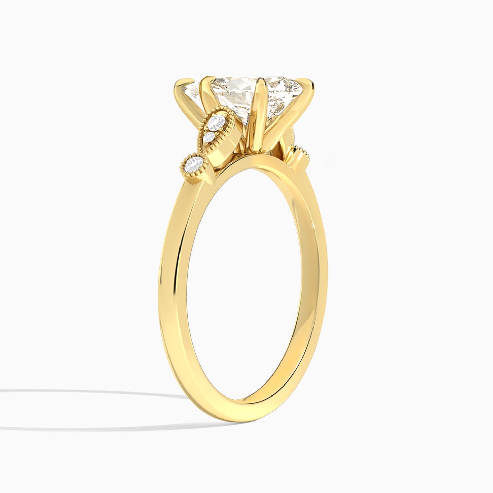 Pear Ballad Lab Grown Diamond Engagement Ring In 14K Yellow Gold, Angle View