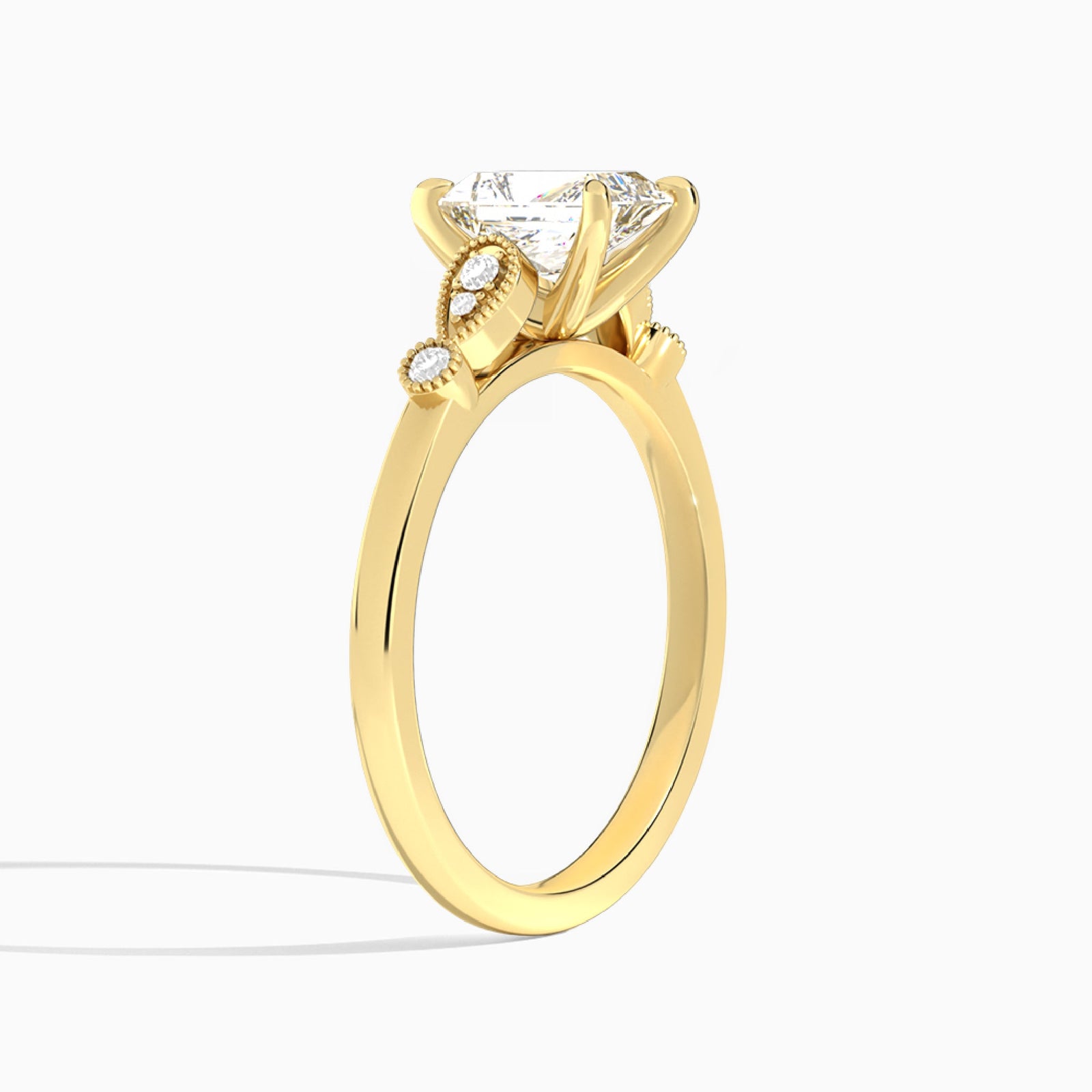 Radiant Ballad Lab Grown Diamond Engagement Ring In 14K Yellow Gold, Angle View