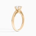 Cushion Engraved Lab Grown Solitaire Diamond Engagement Ring In 14K Rose Gold, Angle View