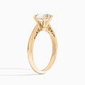 Oval Engraved Lab Grown Solitaire Diamond Engagement Ring In 14K Rose Gold, Angle View