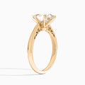 Pear Engraved Lab Grown Solitaire Diamond Engagement Ring In 14K Rose Gold, Angle View
