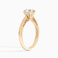 Round Engraved Lab Grown Solitaire Diamond Engagement Ring In 14K Rose Gold, Angle View