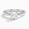 Cushion Engraved Lab Grown Solitaire Diamond Engagement Ring In 14K White Gold - Lucenjuri
