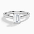 Emerald Engraved Lab Grown Solitaire Diamond Engagement Ring In 14K White Gold - Lucenjuri