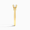 Cushion Engraved Lab Grown Solitaire Diamond Engagement Ring In 18K Yellow Gold, Side View