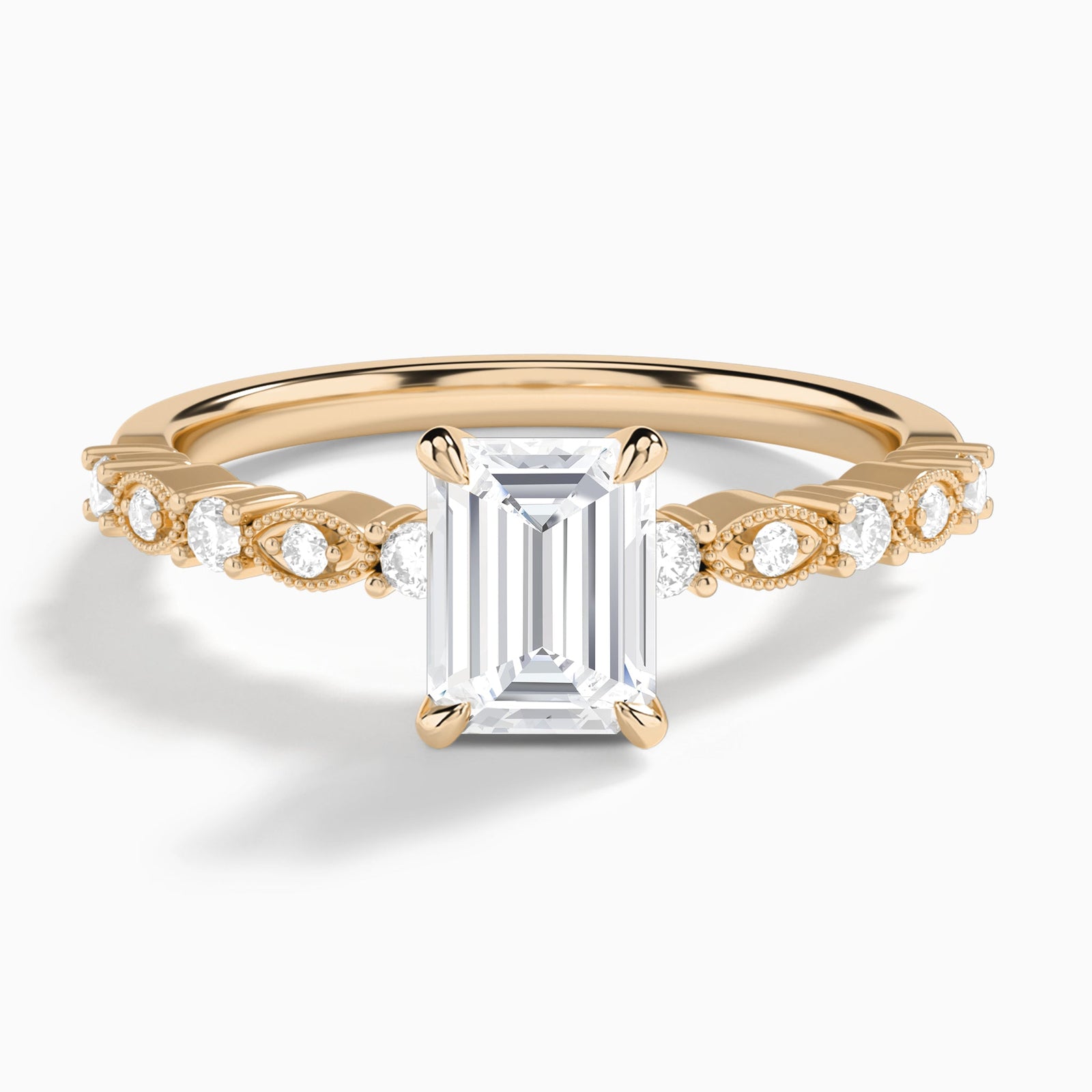 Emerald Vrenna Lab Grown Diamond Engagement Ring In 14K Rose Gold - Lucenjuri