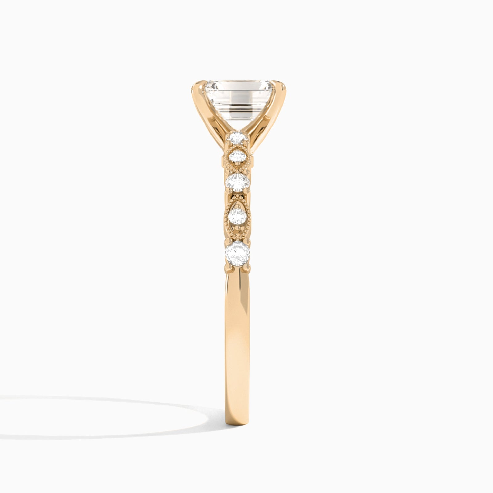 Emerald Vrenna Lab Grown Diamond Engagement Ring In 14K Rose Gold, Side View
