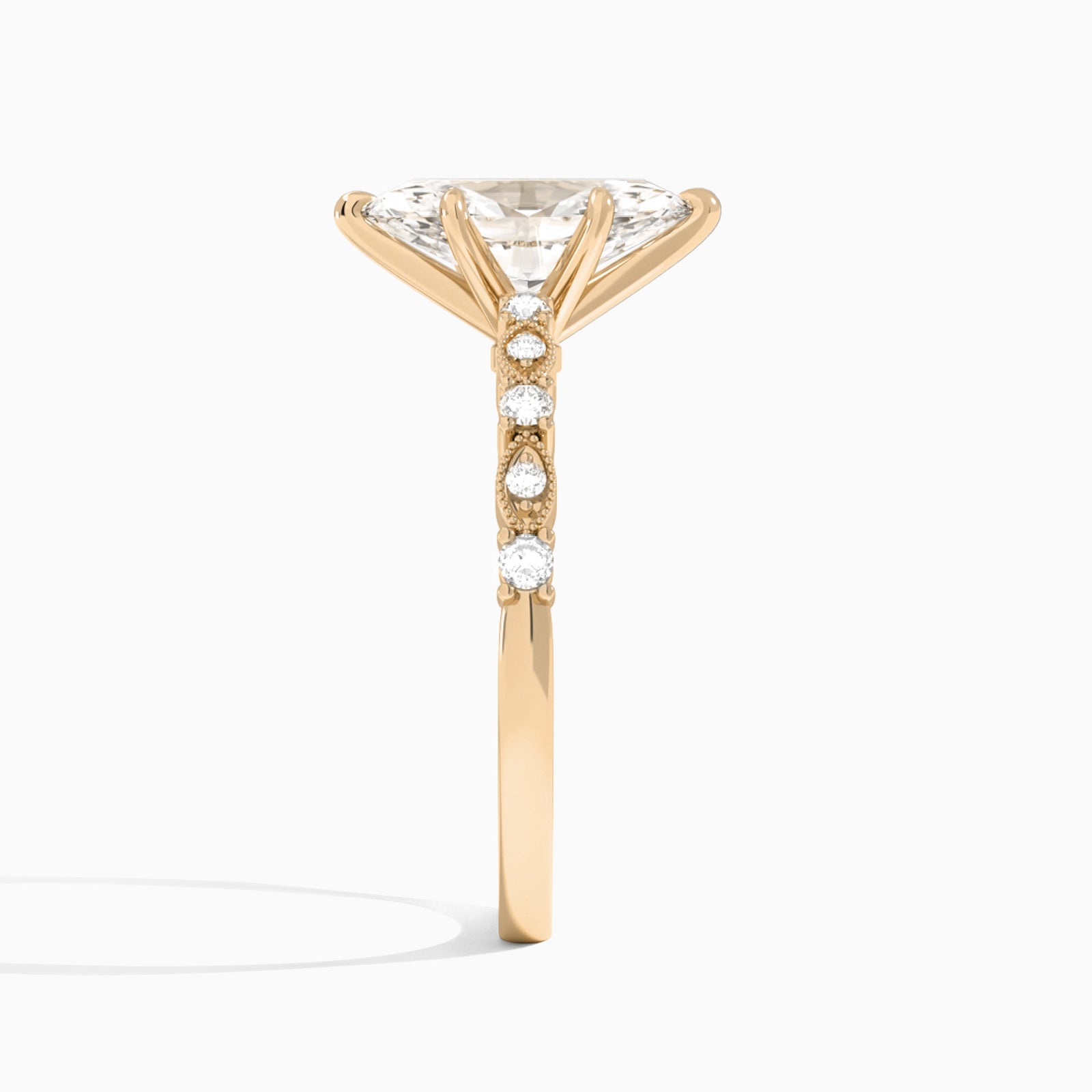 Marquise Vrenna Lab Grown Diamond Engagement Ring In 14K Rose Gold, Side View