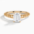 Emerald Vintage Filigree Lab Grown Diamond Engagement Ring In 14K Rose Gold - Lucenjuri