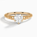 Heart Vintage Filigree Lab Grown Diamond Engagement Ring In 14K Rose Gold - Lucenjuri