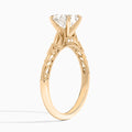 Heart Vintage Filigree Lab Grown Diamond Engagement Ring In 14K Rose Gold, Angle View