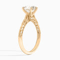 Oval Vintage Filigree Lab Grown Diamond Engagement Ring In 14K Rose Gold, Angle View