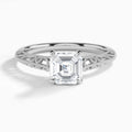 Asscher Vintage Filigree Lab Grown Diamond Engagement Ring In 18K White Gold - Lucenjuri