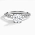 Cushion Vintage Filigree Lab Grown Diamond Engagement Ring In 14K White Gold - Lucenjuri
