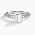 Emerald Vintage Filigree Lab Grown Diamond Engagement Ring In 14K White Gold - Lucenjuri
