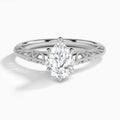 Pear Vintage Filigree Lab Grown Diamond Engagement Ring In 14K White Gold - Lucenjuri