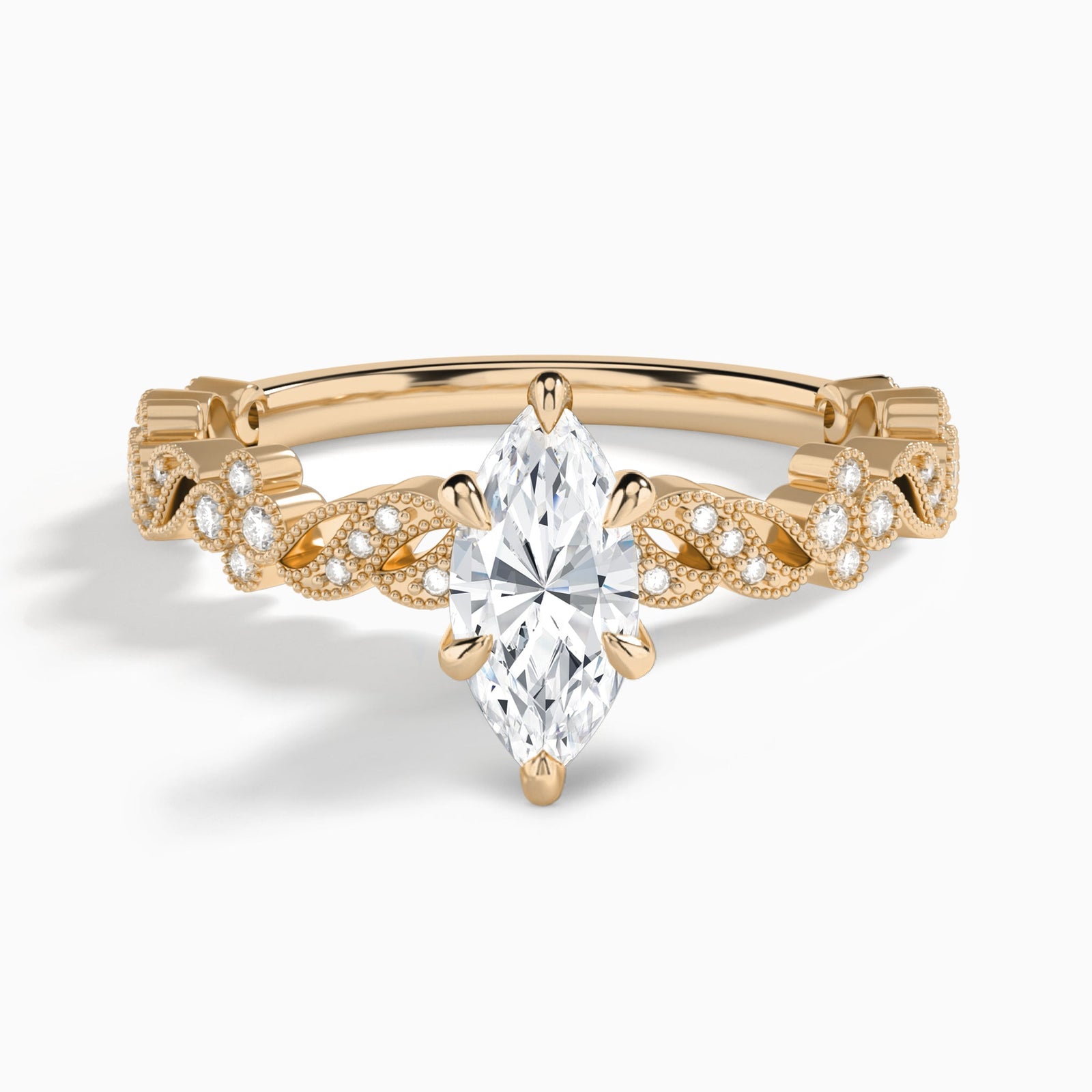 Marquise Viviana Lab Grown Diamond Engagement Ring In 14K Rose Gold - Lucenjuri