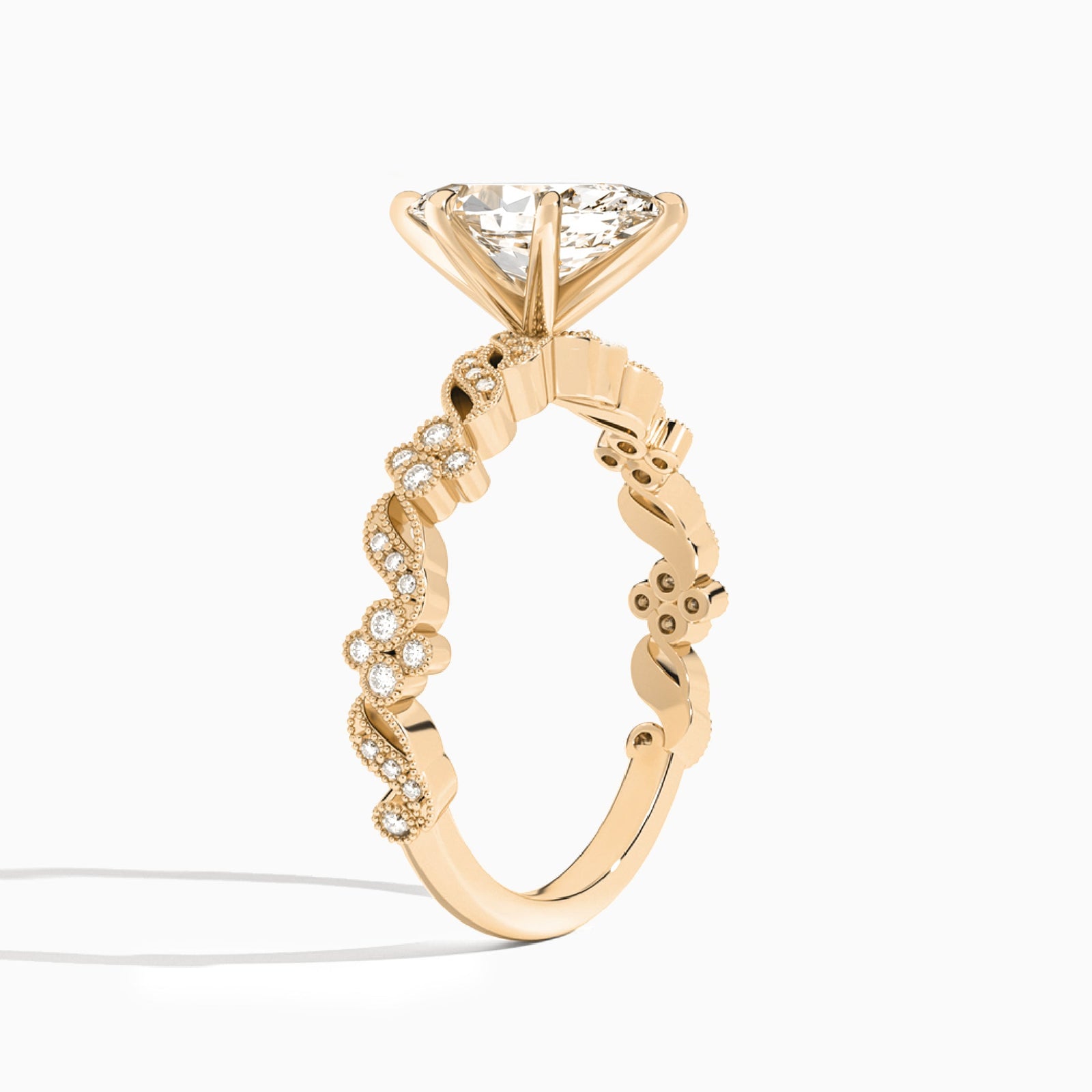 Marquise Viviana Lab Grown Diamond Engagement Ring In 14K Rose Gold, Angle View