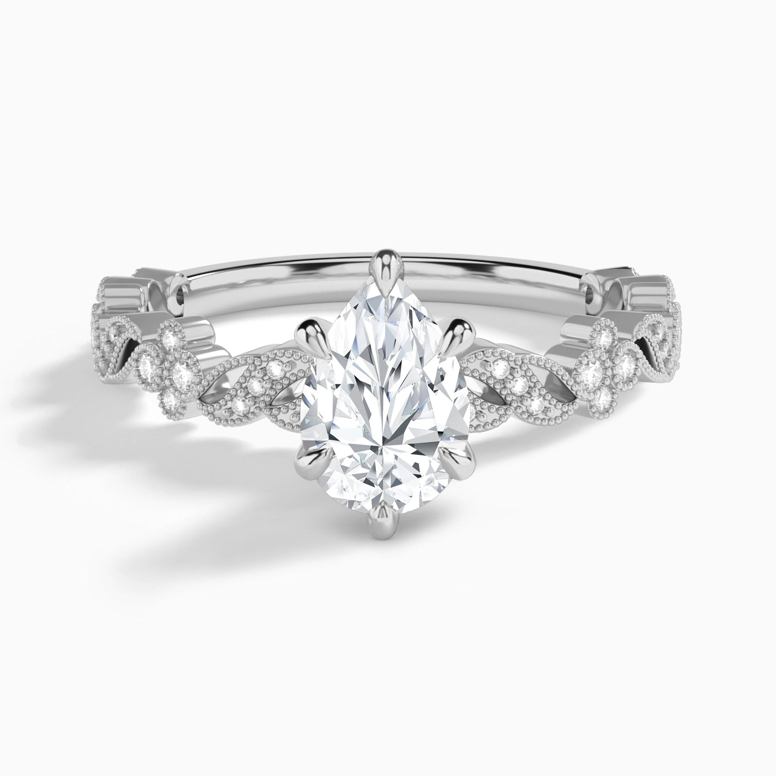 Pear Viviana Lab Grown Diamond Engagement Ring In 14K White Gold - Lucenjuri