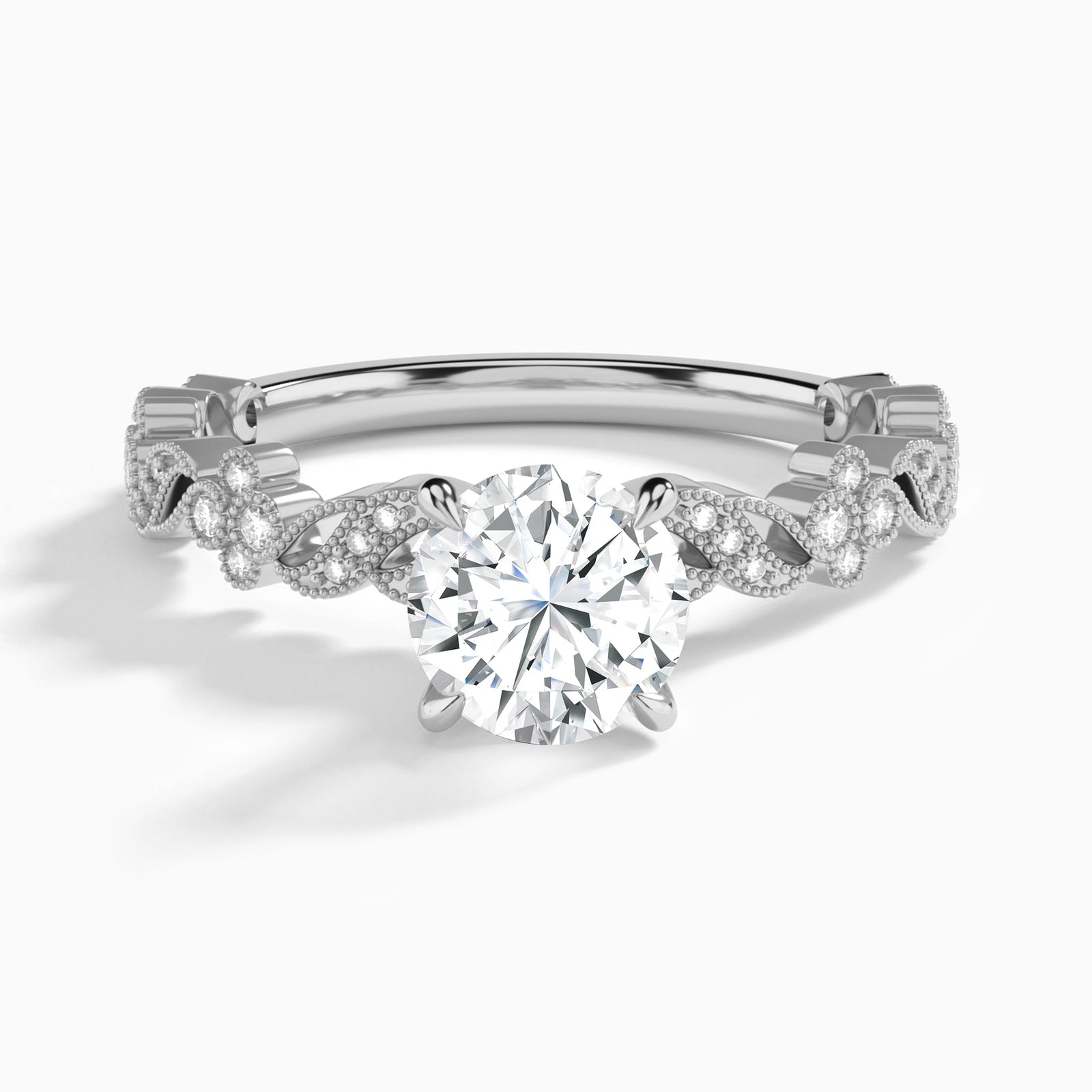 Round Viviana Lab Grown Diamond Engagement Ring In 18K White Gold - Lucenjuri