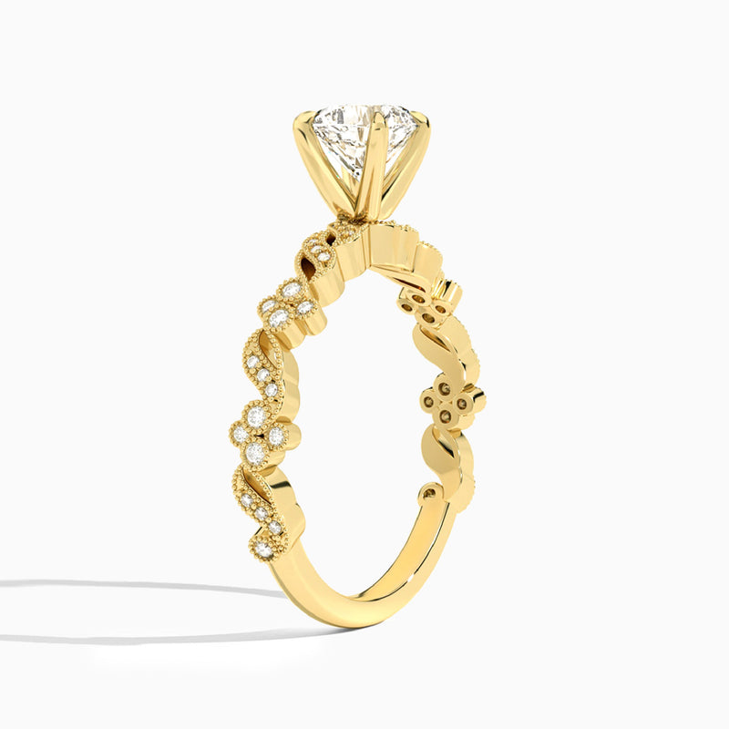 Cushion Viviana Lab Grown Diamond Engagement Ring In 14K Yellow Gold, Angle View