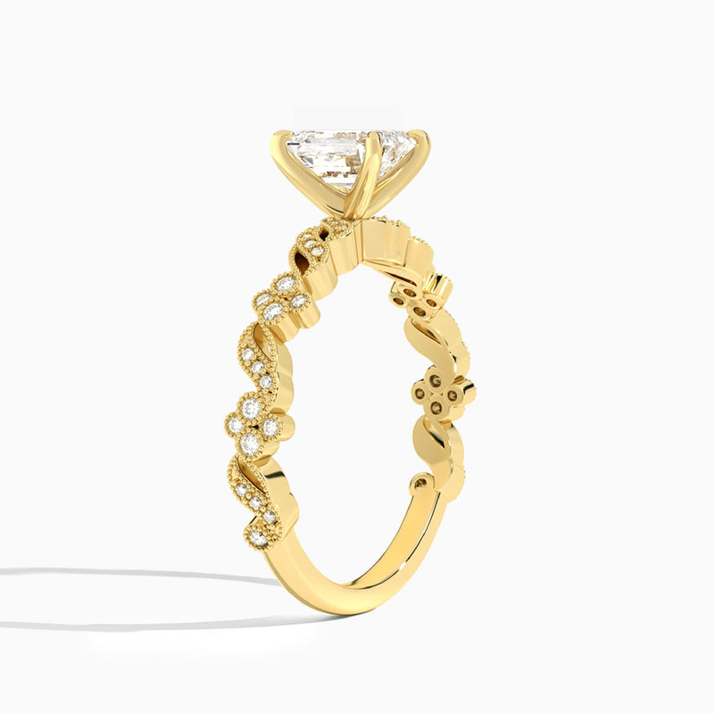 Emerald Viviana Lab Grown Diamond Engagement Ring In 14K Yellow Gold, Angle View