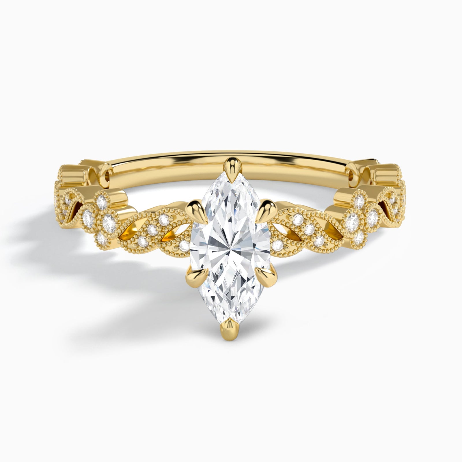 Marquise Viviana Lab Grown Diamond Engagement Ring In 14K Yellow Gold - Lucenjuri