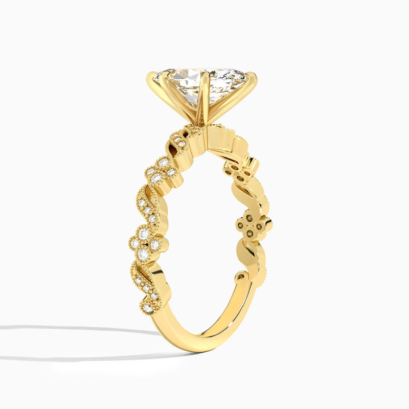 Marquise Viviana Lab Grown Diamond Engagement Ring In 14K Yellow Gold, Angle View