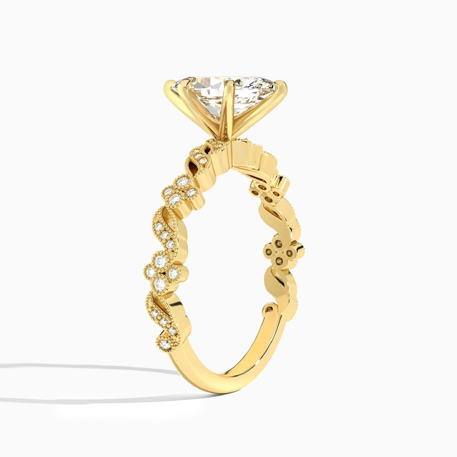 Marquise Viviana Lab Grown Diamond Engagement Ring In 14K Yellow Gold, Angle View