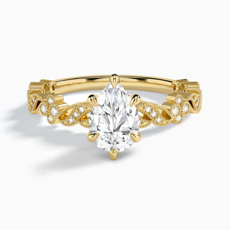 Pear Viviana Lab Grown Diamond Engagement Ring In 14K Yellow Gold - Lucenjuri
