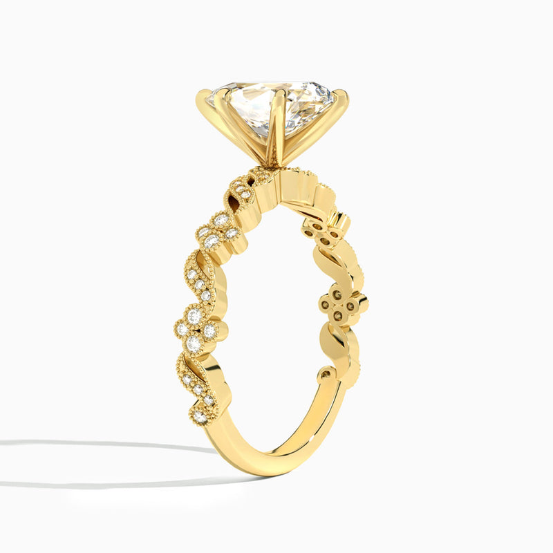 Pear Viviana Lab Grown Diamond Engagement Ring In 14K Yellow Gold, Angle View