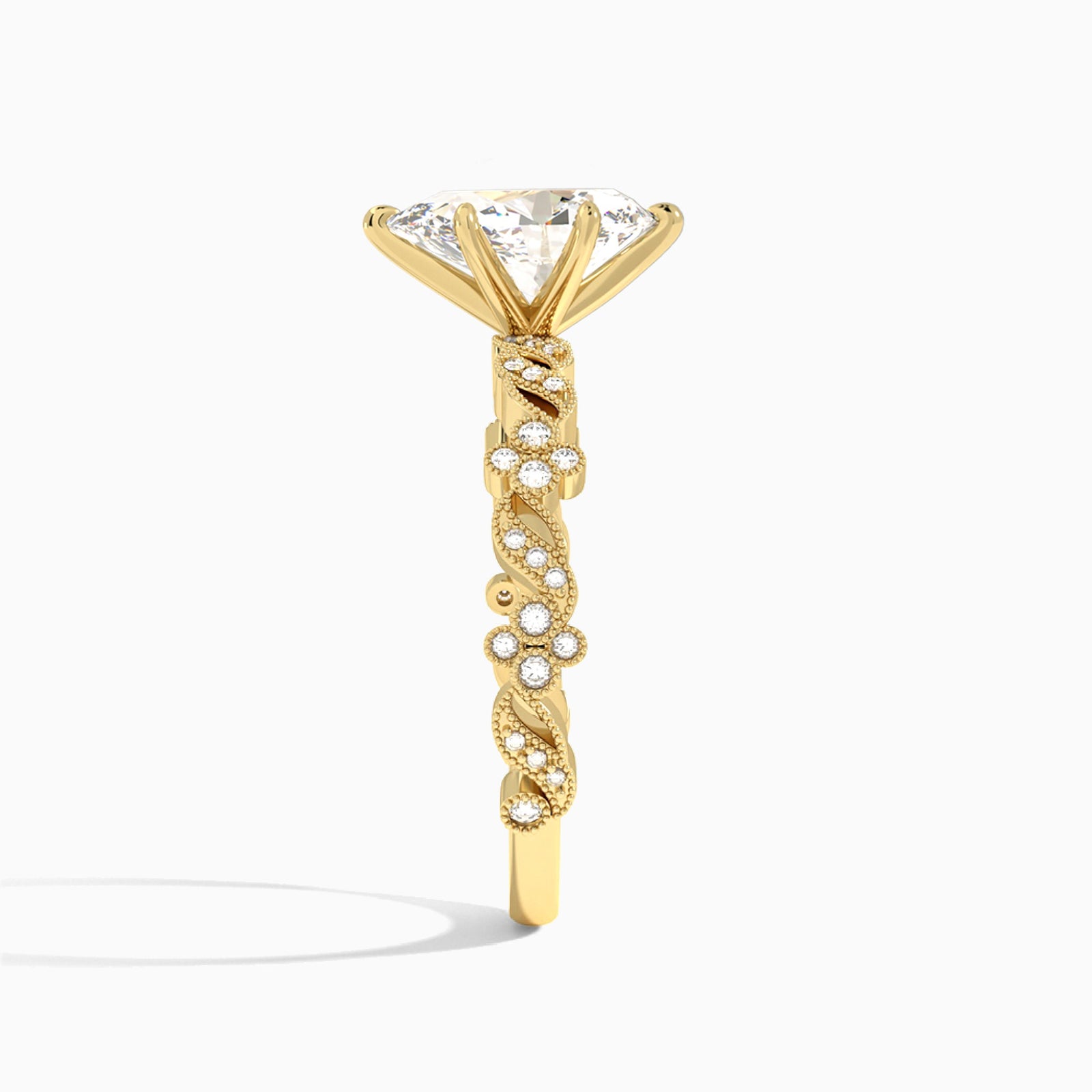 Pear Viviana Lab Grown Diamond Engagement Ring In 14K Yellow Gold, Side View