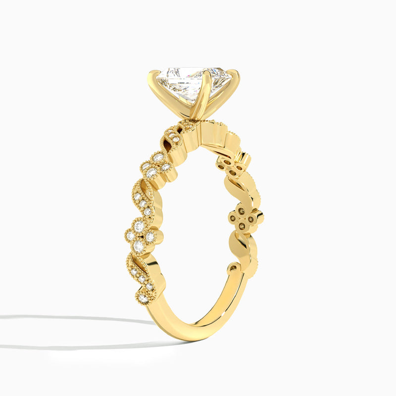Radiant Viviana Lab Grown Diamond Engagement Ring In 14K Yellow Gold, Angle View