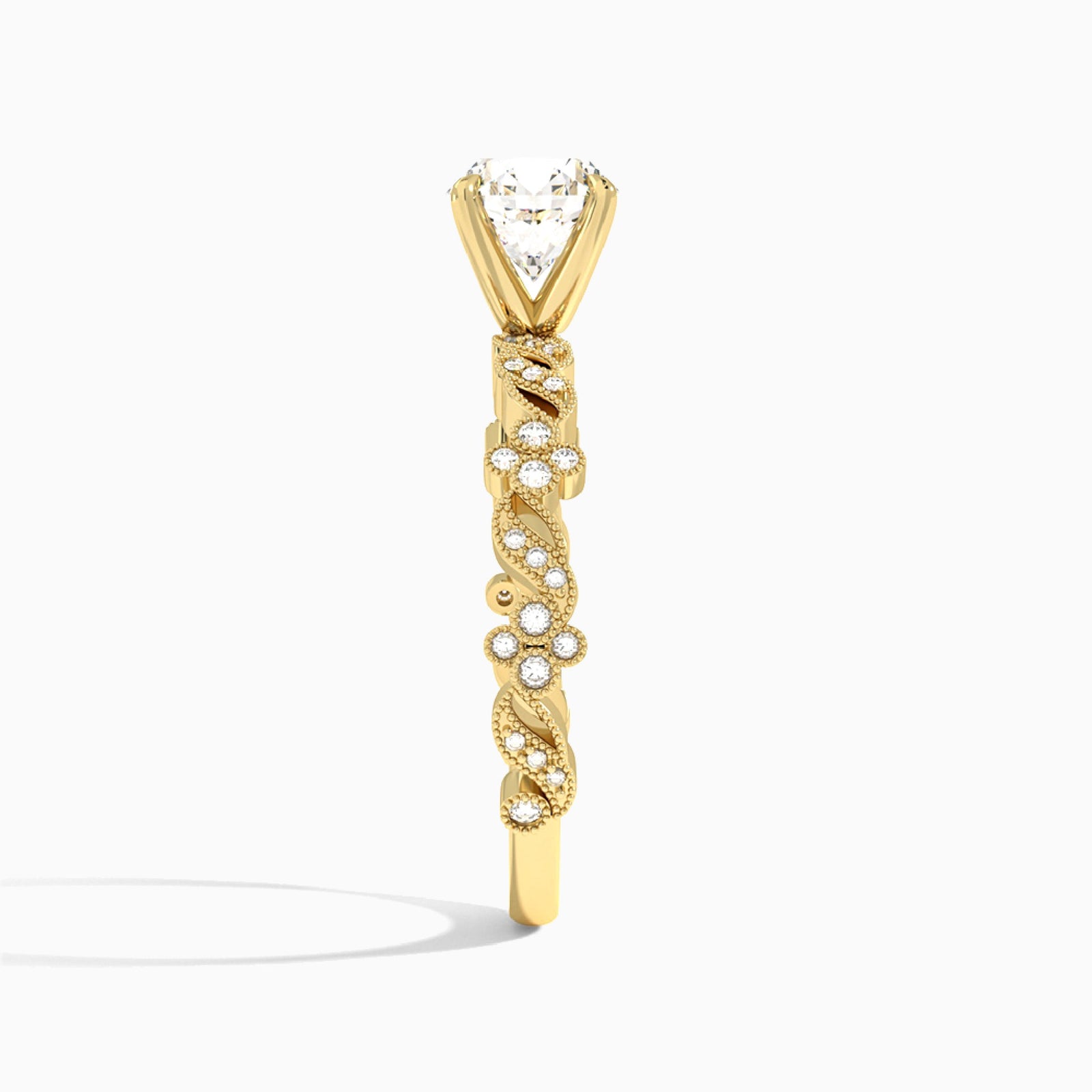 Round Viviana Lab Grown Diamond Engagement Ring In 18K Yellow Gold, Side View