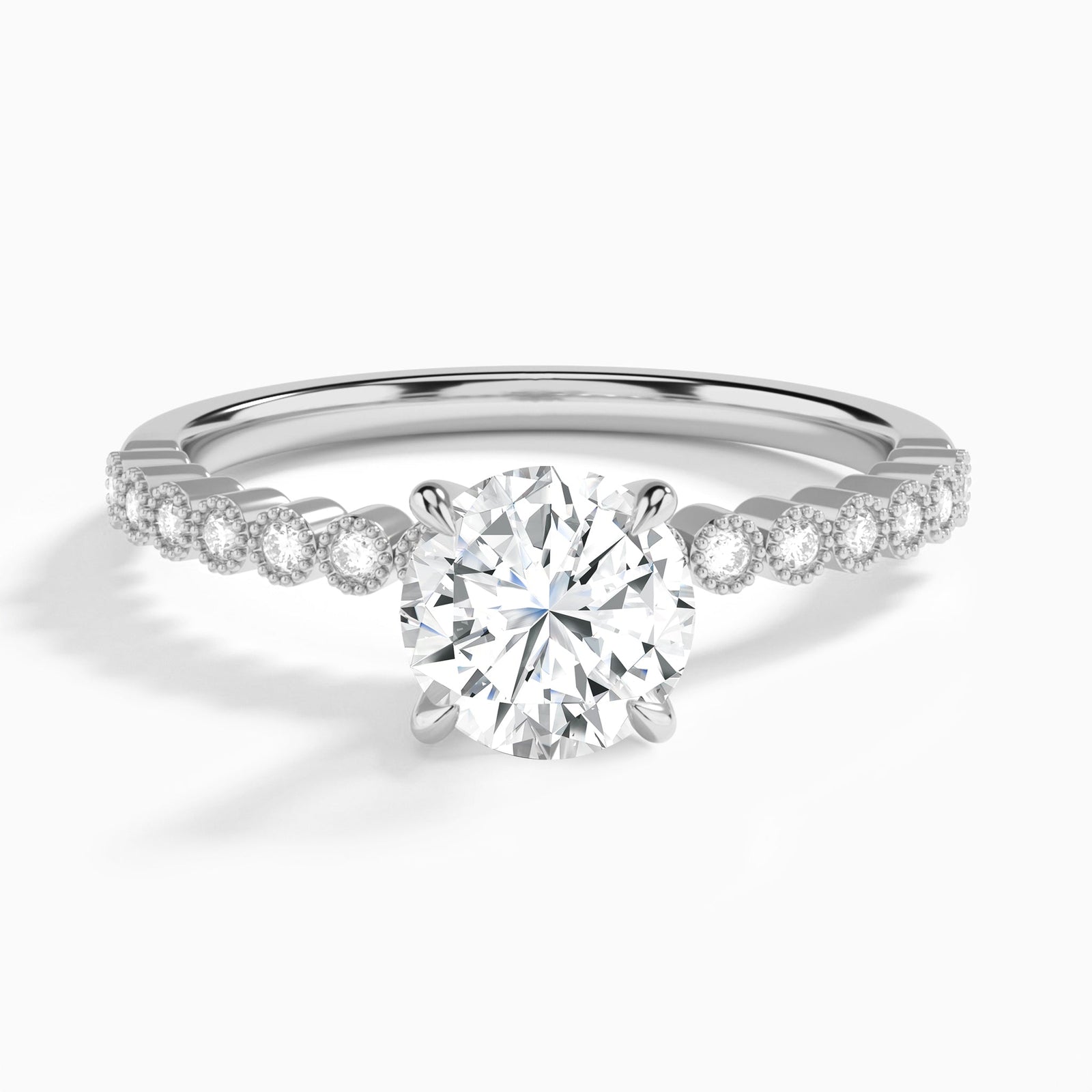 Round Alena Bezel-Set Lab Grown Diamond Engagement Ring In Platinum - Lucenjuri