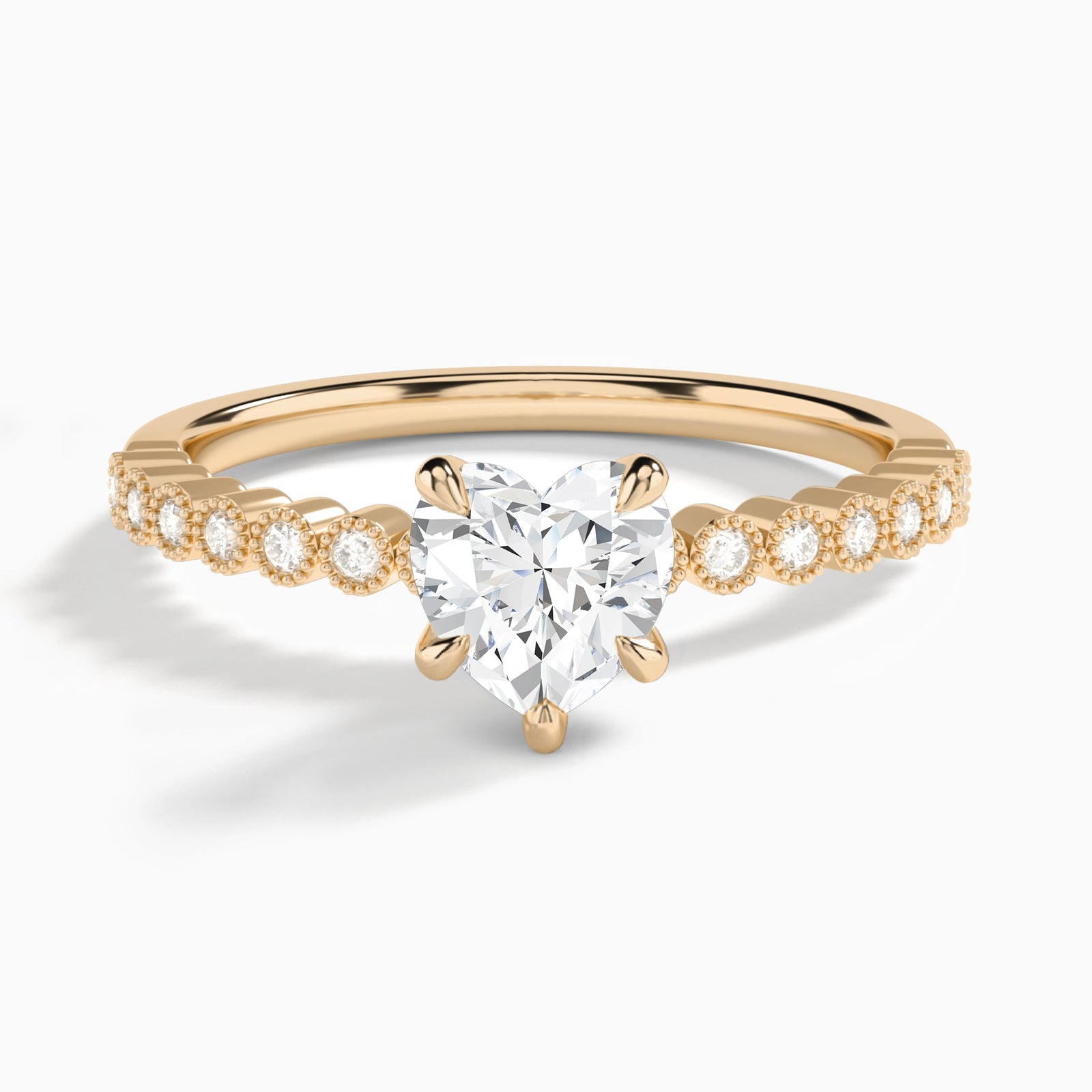 Heart Alena Bezel-Set Lab Diamond Engagement Ring In 14K Rose Gold - Lucenjuri