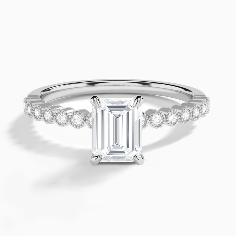 Emerald Alena Bezel-Set Lab Diamond Engagement Ring In 14K White Gold - Lucenjuri