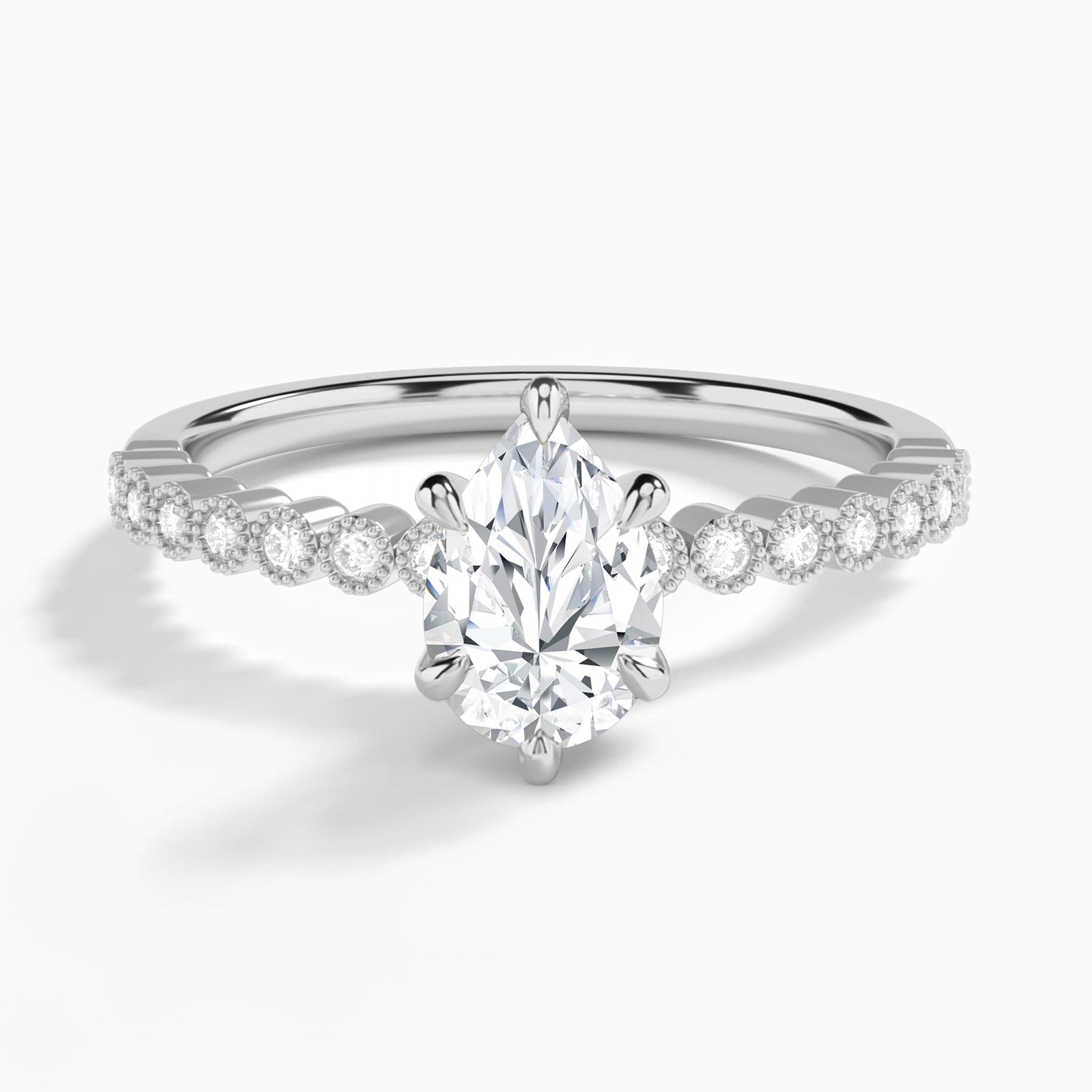 Pear Alena Bezel-Set Lab Diamond Engagement Ring In 14K White Gold - Lucenjuri