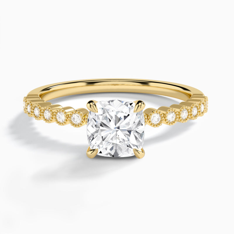 Cushion Alena Bezel-Set Lab Diamond Engagement Ring In 14K Yellow Gold - Lucenjuri