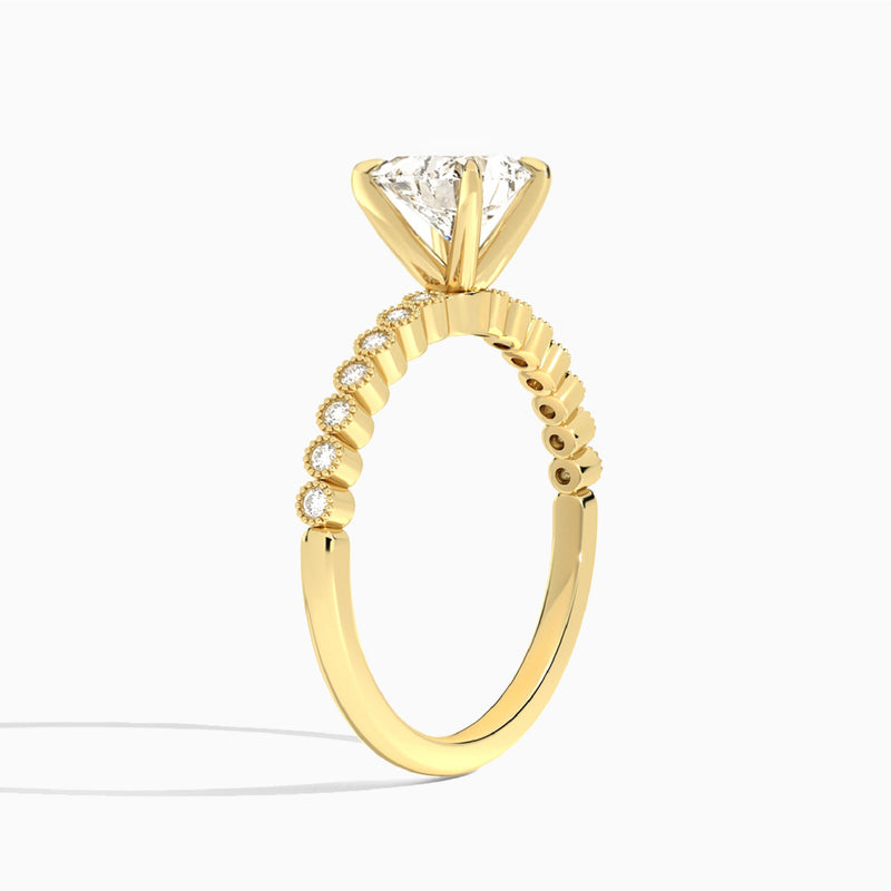 Heart Alena Bezel-Set Lab Diamond Engagement Ring In 14K Yellow Gold, Angle View