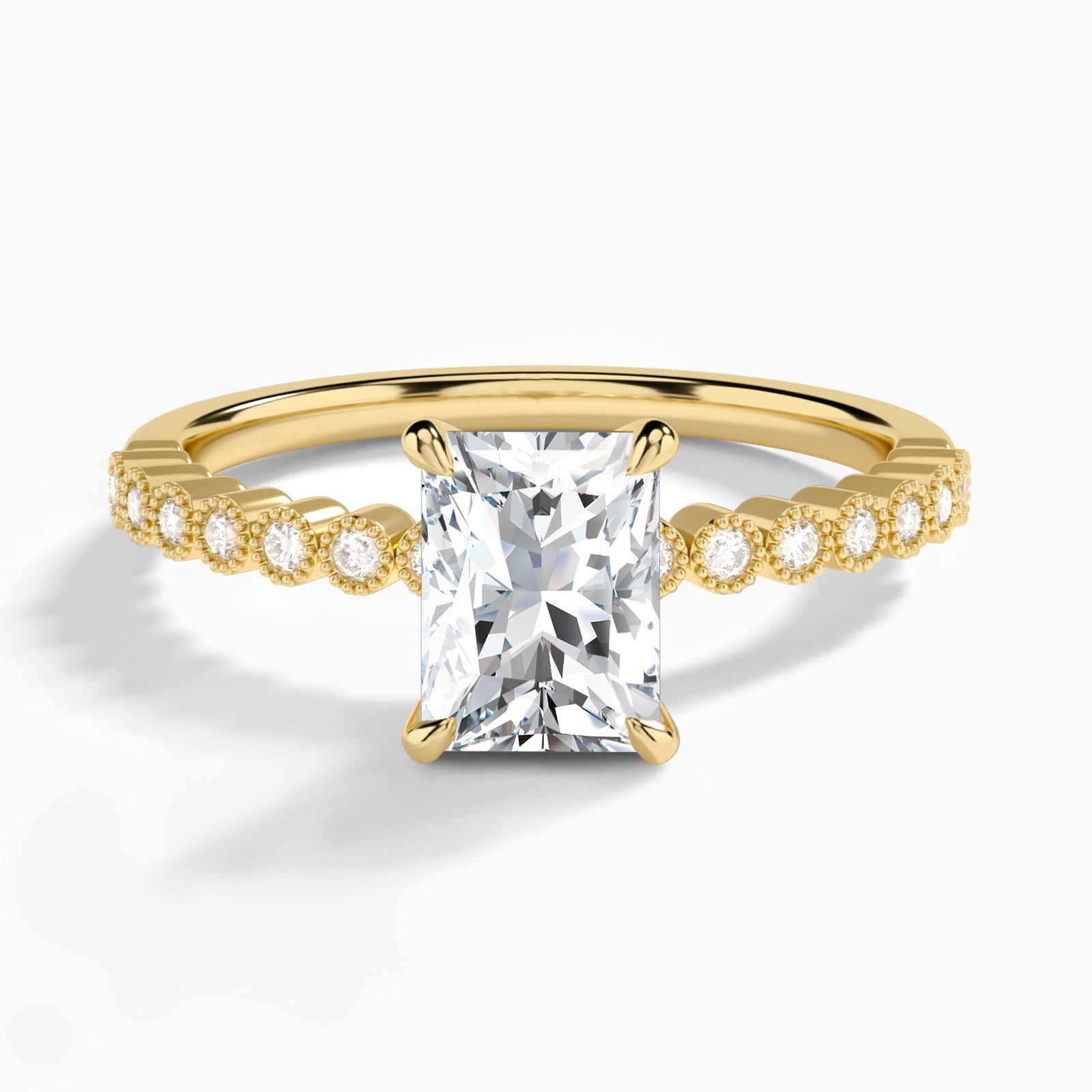 Radiant Alena Bezel-Set Lab Diamond Engagement Ring In 14K Yellow Gold - Lucenjuri