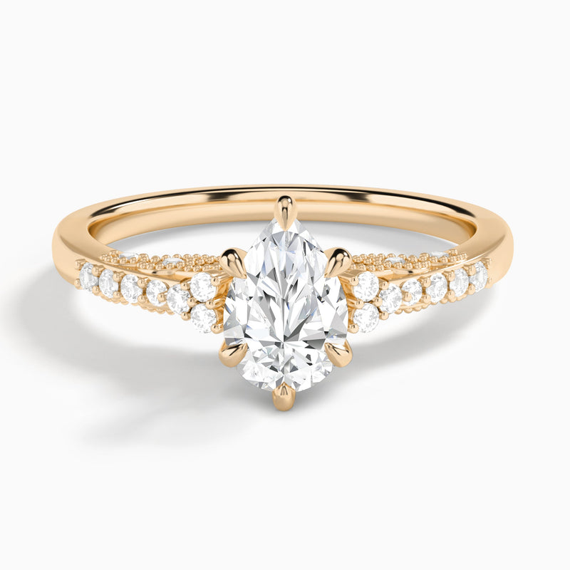 Pear Joy Lab Grown Diamond Engagement Ring In 14K Rose Gold - Lucenjuri