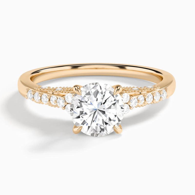 Round Joy Lab Grown Diamond Engagement Ring In 14K Rose Gold - Lucenjuri