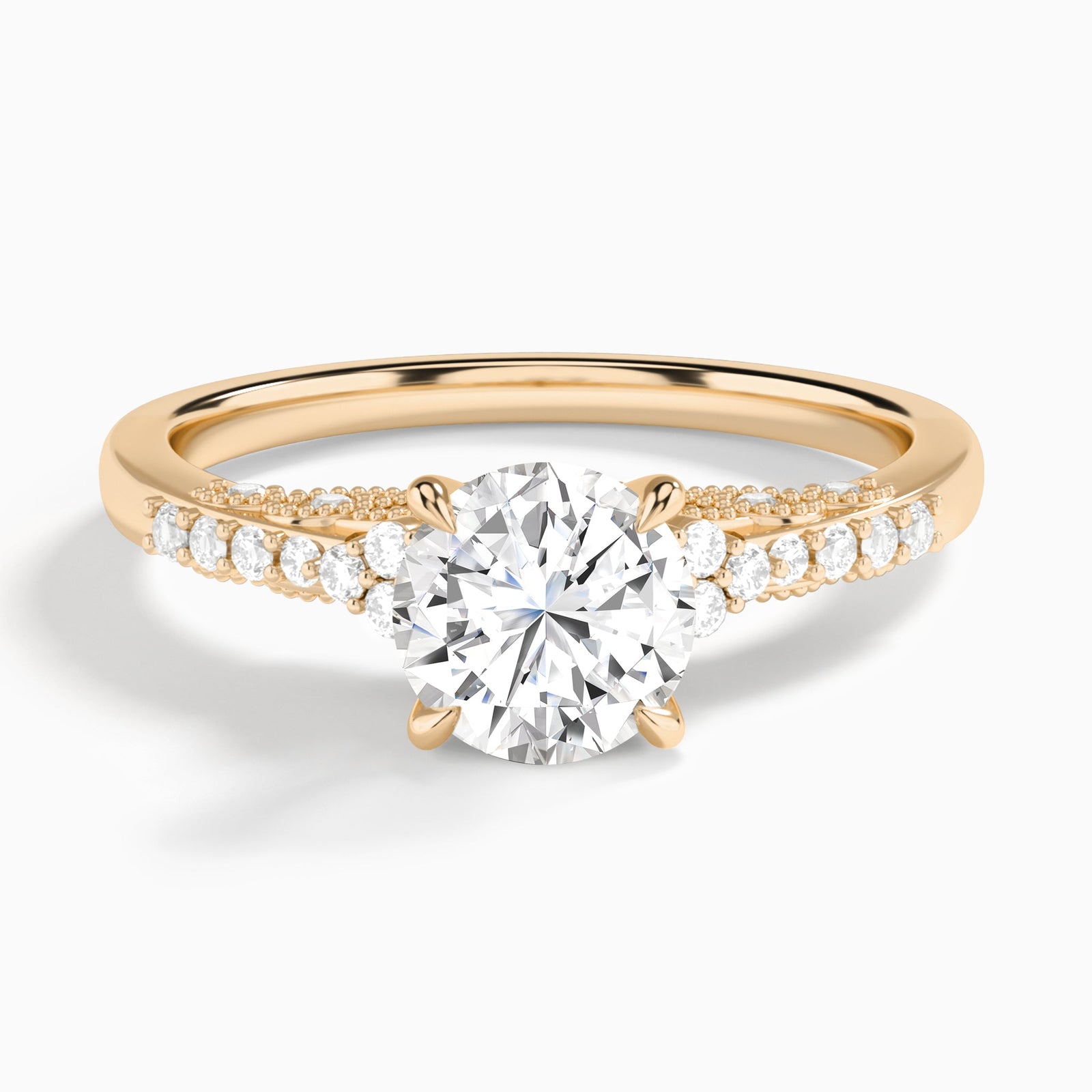 Round Joy Lab Grown Diamond Engagement Ring In 14K Rose Gold - Lucenjuri