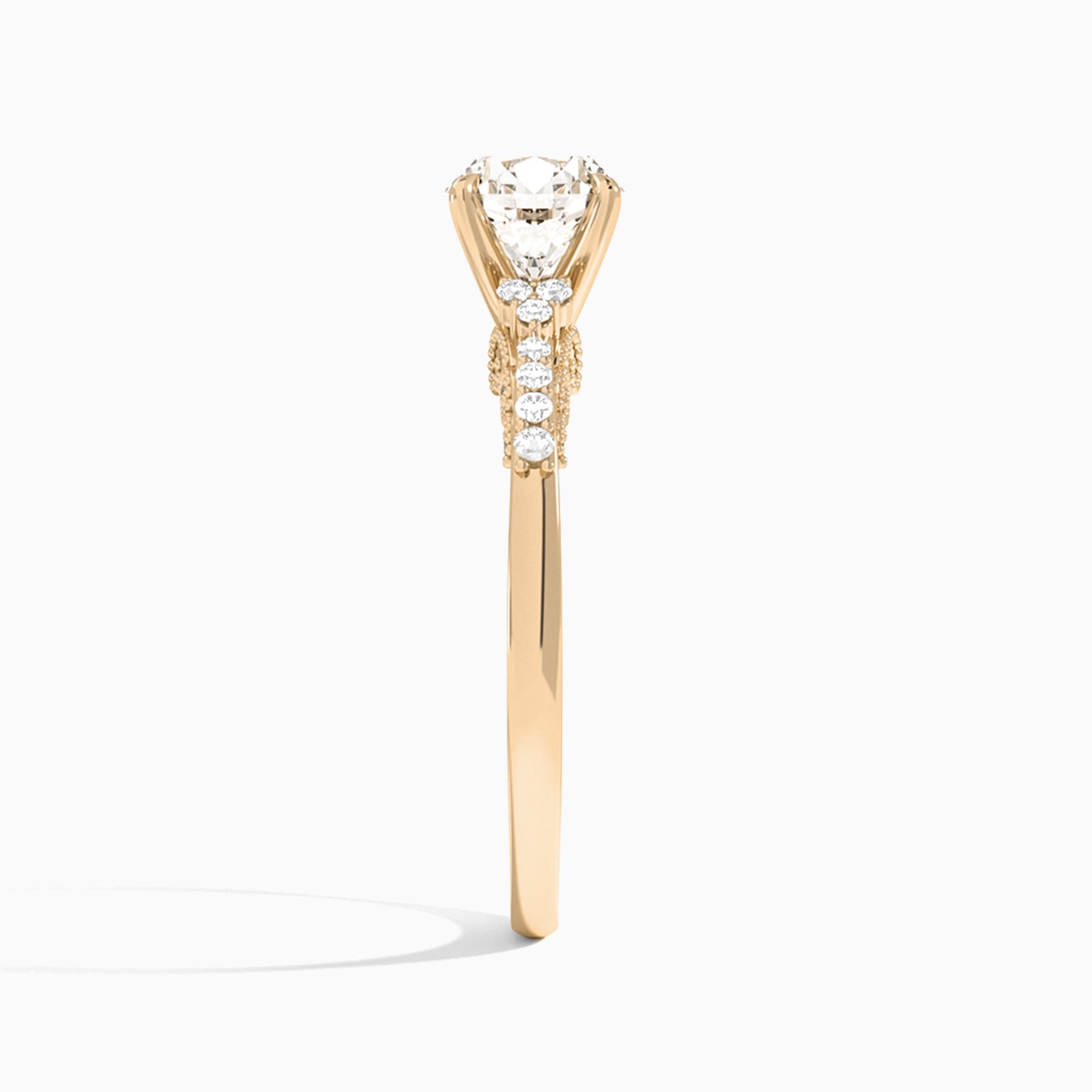 Round Joy Lab Grown Diamond Engagement Ring In 14K Rose Gold, Side View