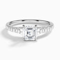 Asscher Joy Lab Grown Diamond Engagement Ring In 18K White Gold - Lucenjuri