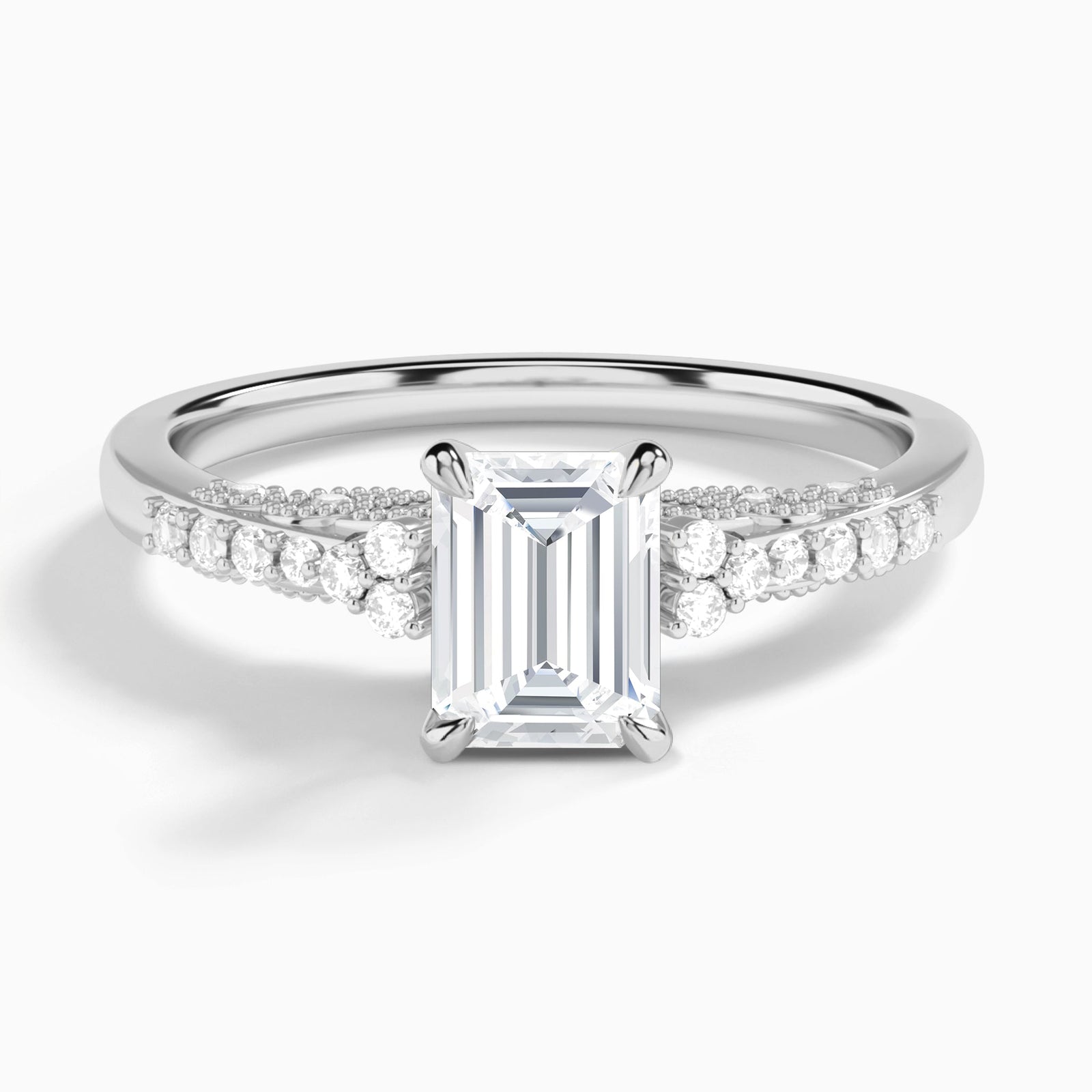 Emerald Joy Lab Grown Diamond Engagement Ring In 14K White Gold - Lucenjuri