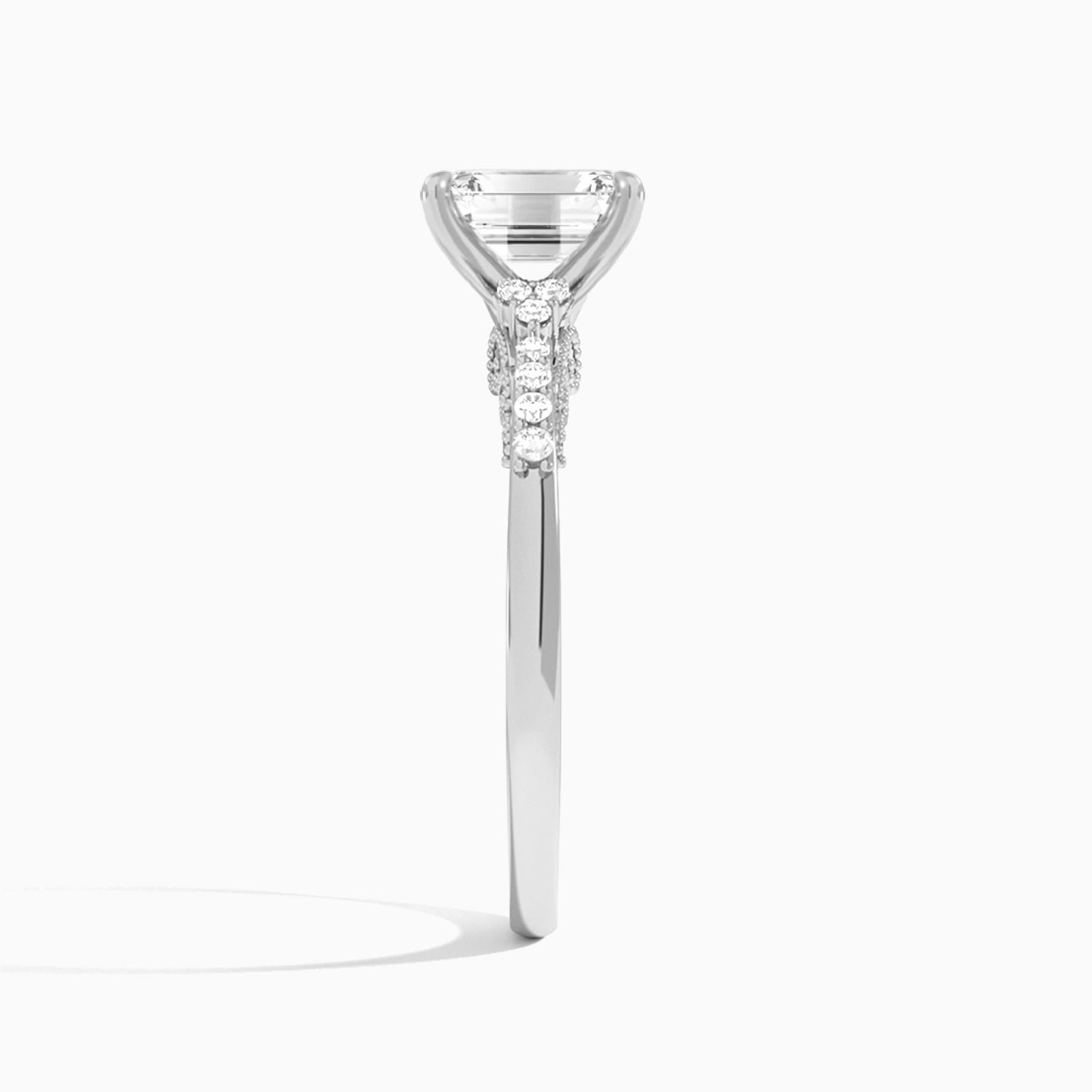 Emerald Joy Lab Grown Diamond Engagement Ring In 14K White Gold, Side View